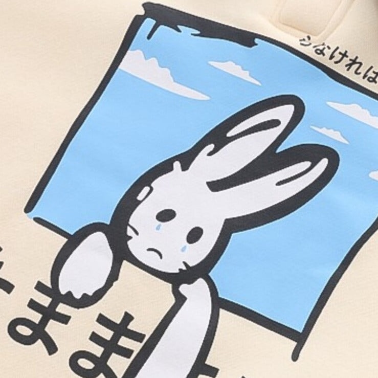 Farewell Bunny Polo Sweatshirt-Kawaii Dream