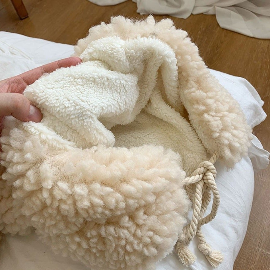 Faux Fur Large Bear Ears Tassel Beanie Hat-Kawaii Dream