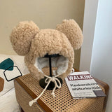 Faux Fur Large Bear Ears Tassel Beanie Hat-Kawaii Dream