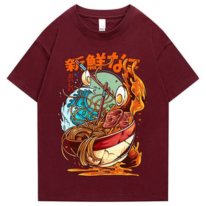Flaming Hot Wagyu Ramen Unisex Cotton Tee-Kawaii Dream