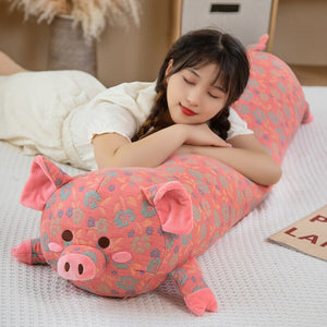Floral Embroidered Pig Long Snuggle Buddy-Kawaii Dream