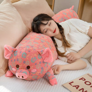 Floral Embroidered Pig Long Snuggle Buddy-Kawaii Dream