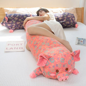 Floral Embroidered Pig Long Snuggle Buddy-Kawaii Dream