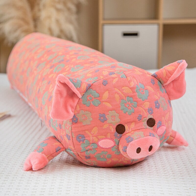 Floral Embroidered Pig Long Snuggle Buddy-Kawaii Dream