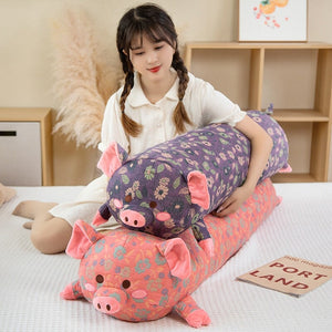Floral Embroidered Pig Long Snuggle Buddy-Kawaii Dream