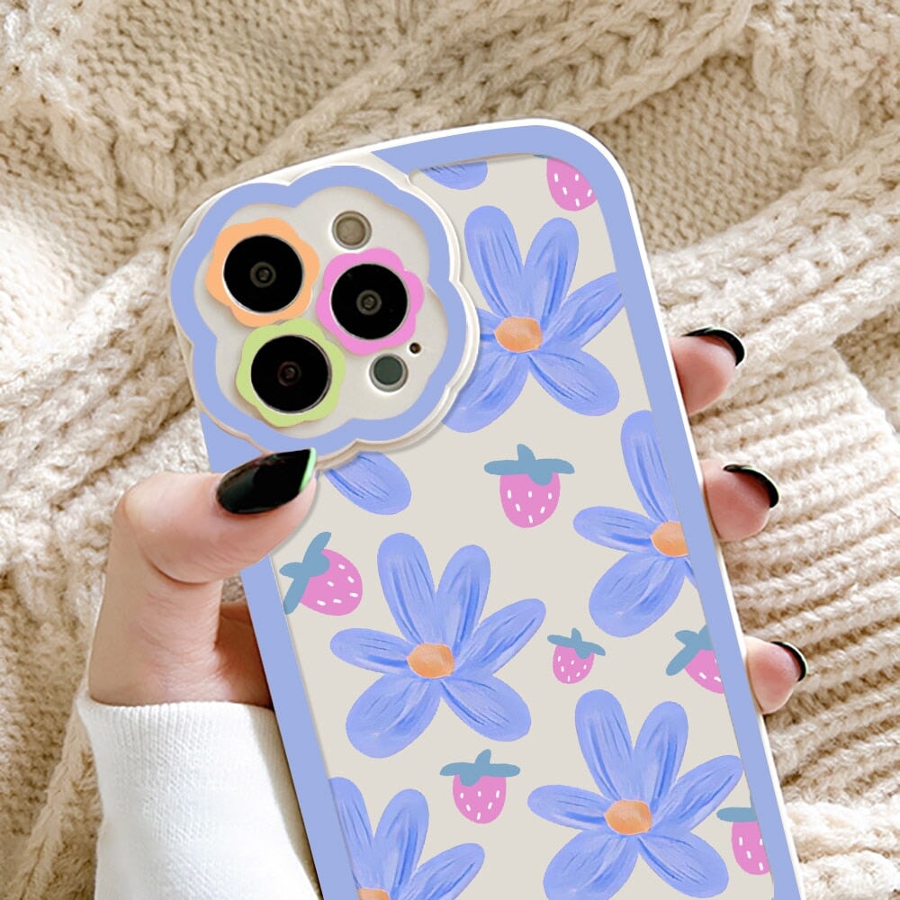 Floral Purple Pink Strawberry iPhone Case-Kawaii Dream