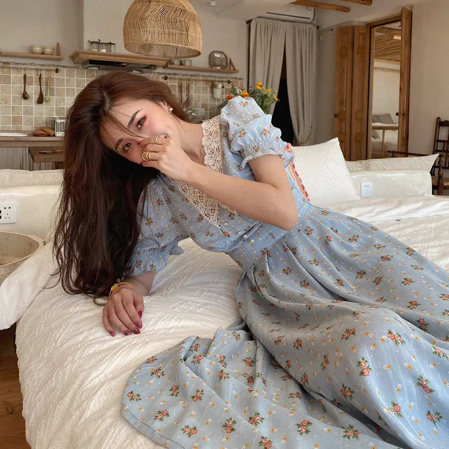 Floral Vintage Lace Cottage Dress-Kawaii Dream
