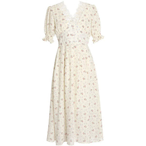 Floral Vintage Lace Cottage Dress-Kawaii Dream