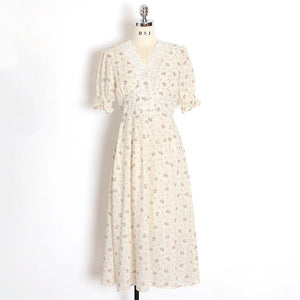 Floral Vintage Lace Cottage Dress-Kawaii Dream