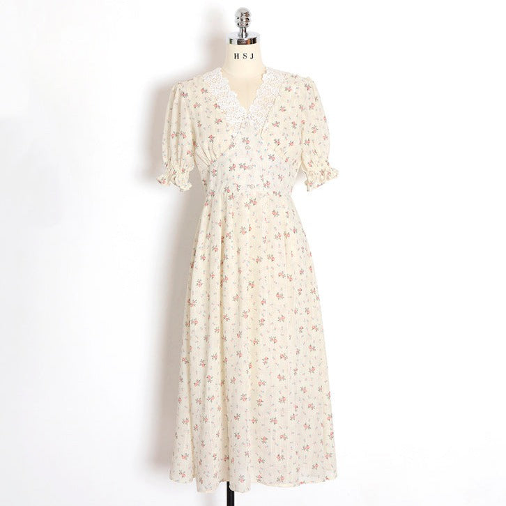 Floral Vintage Lace Cottage Dress-Kawaii Dream