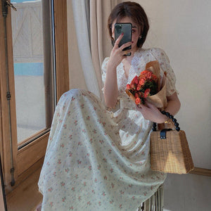 Floral Vintage Lace Cottage Dress-Kawaii Dream