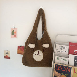 Fluffy Bear Tote Bag with Small Ears-Kawaii Dream
