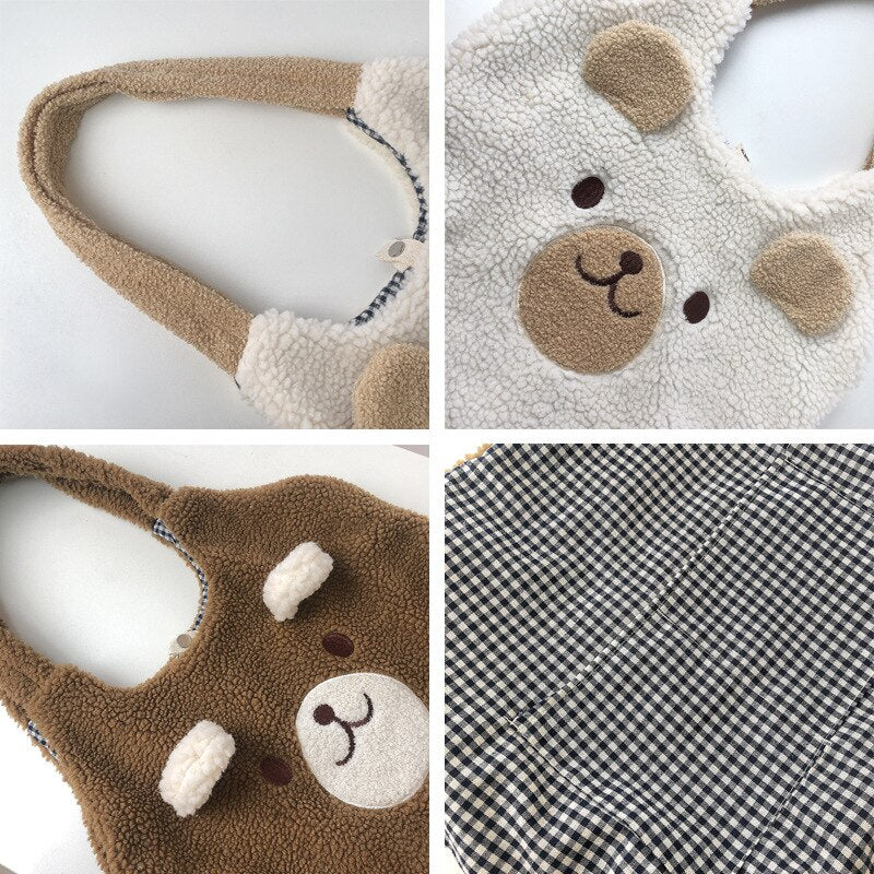 Fluffy Bear Tote Bag with Small Ears-Kawaii Dream