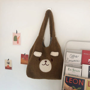 Fluffy Bear Tote Bag with Small Ears-Kawaii Dream