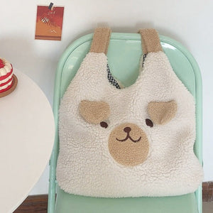 Fluffy Bear Tote Bag with Small Ears-Kawaii Dream