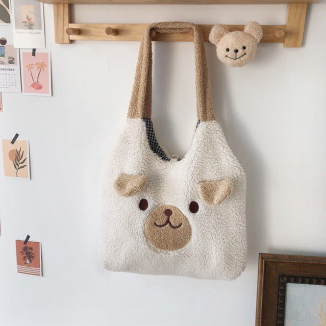 Fluffy Bear Tote Bag with Small Ears-Kawaii Dream