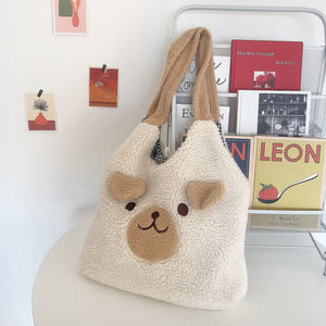 Fluffy Bear Tote Bag with Small Ears-Kawaii Dream