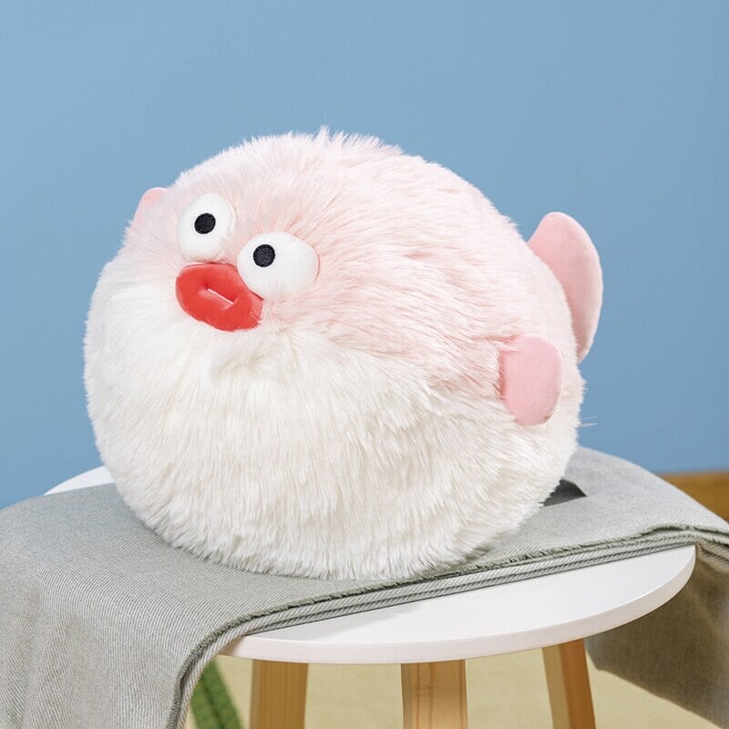 Fluffy Blue Pink Puffer Fish Plushie-Kawaii Dream