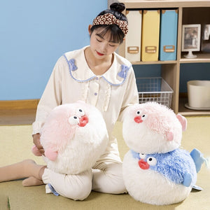 Fluffy Blue Pink Puffer Fish Plushie-Kawaii Dream