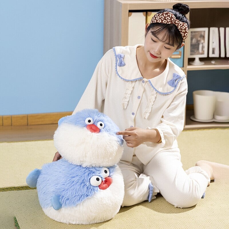 Fluffy Blue Pink Puffer Fish Plushie-Kawaii Dream