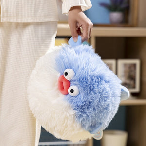 Fluffy Blue Pink Puffer Fish Plushie-Kawaii Dream