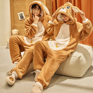 Fluffy Brown Bunny Adults Pyjama 1-Piece Set-Kawaii Dream