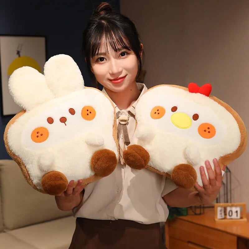 Fluffy Bunny Dog Chicken Toastie Bread Plushie-Kawaii Dream