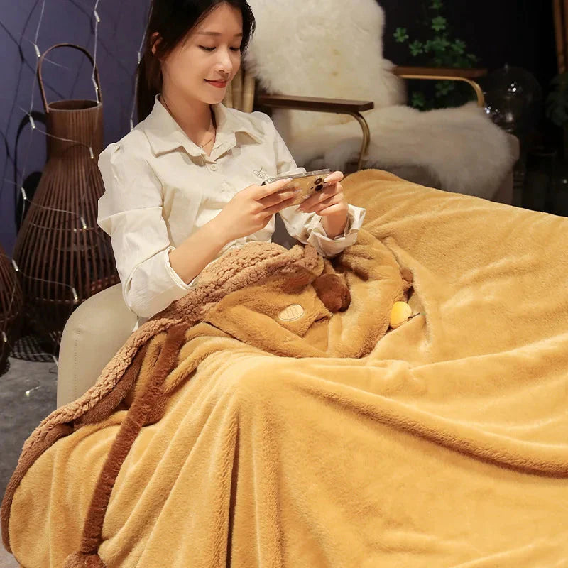 Fluffy Capybara Cloak Hooded Blanket Cape-Kawaii Dream