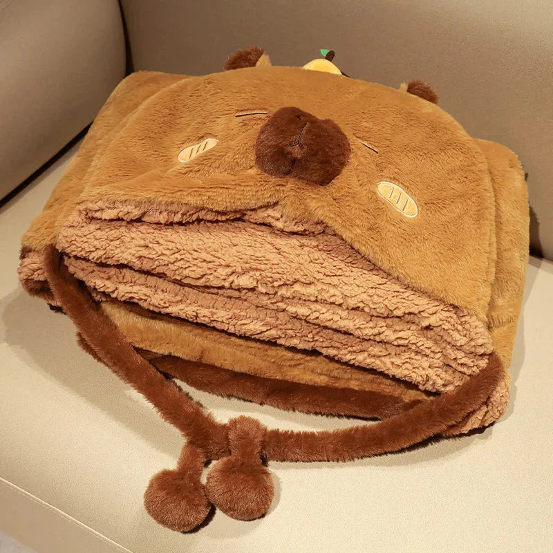 Fluffy Capybara Cloak Hooded Blanket Cape-Kawaii Dream