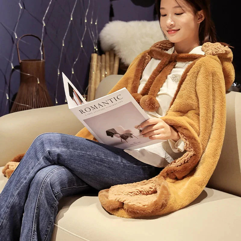 Fluffy Capybara Cloak Hooded Blanket Cape-Kawaii Dream