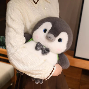 Fluffy Gray Penguin Plushie with Turtle Backpack-Kawaii Dream
