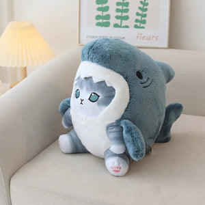 Fluffy Kawaii Ginger Gray Shark Cat Plushies-Kawaii Dream