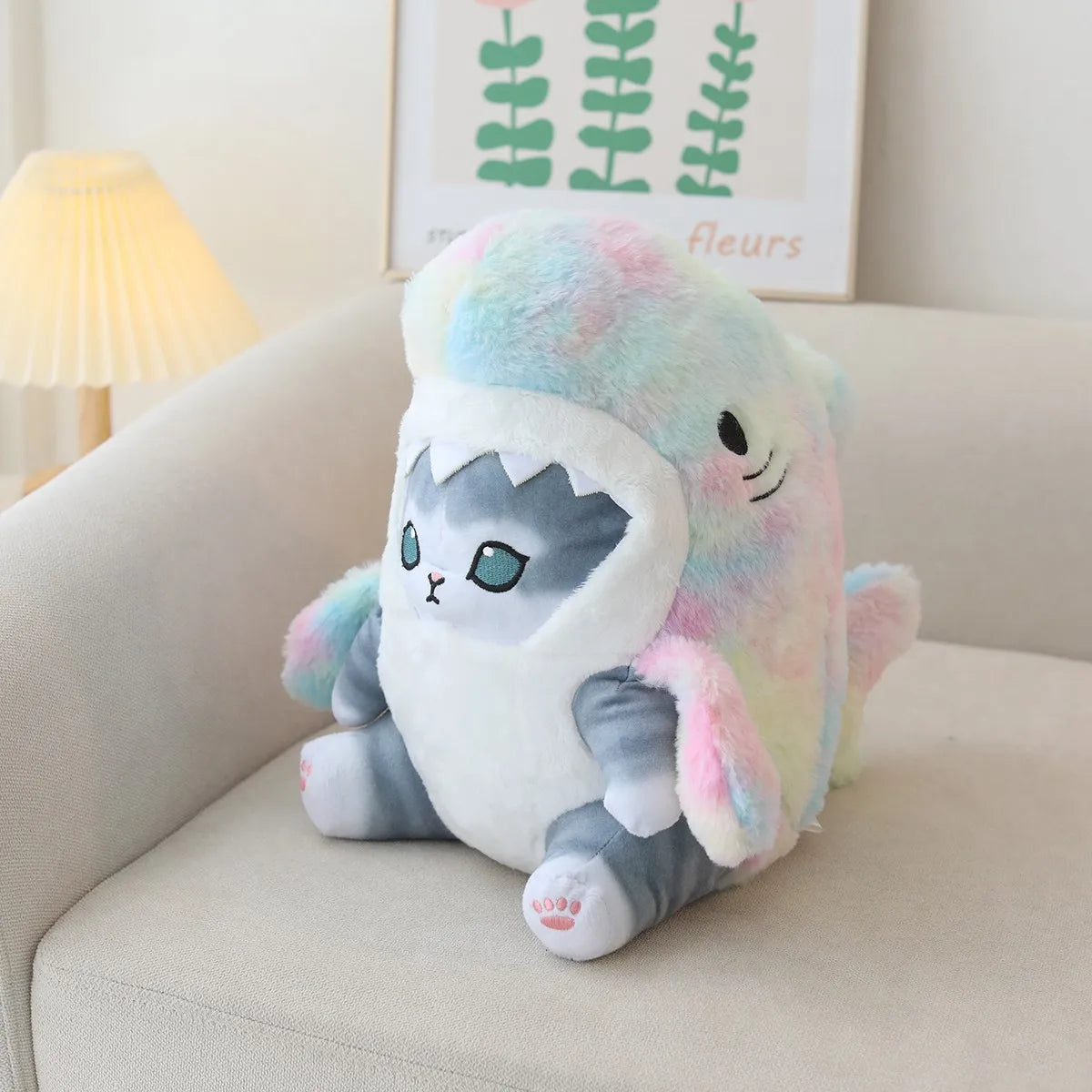 Fluffy Kawaii Ginger Gray Shark Cat Plushies-Kawaii Dream