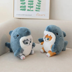 Fluffy Kawaii Ginger Gray Shark Cat Plushies-Kawaii Dream