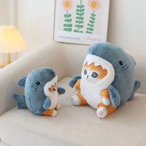 Fluffy Kawaii Ginger Gray Shark Cat Plushies-Kawaii Dream