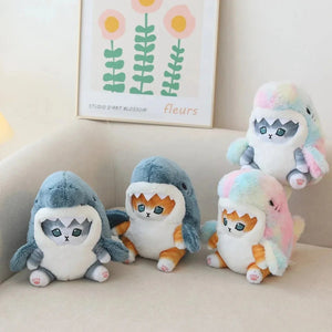 Fluffy Kawaii Ginger Gray Shark Cat Plushies-Kawaii Dream