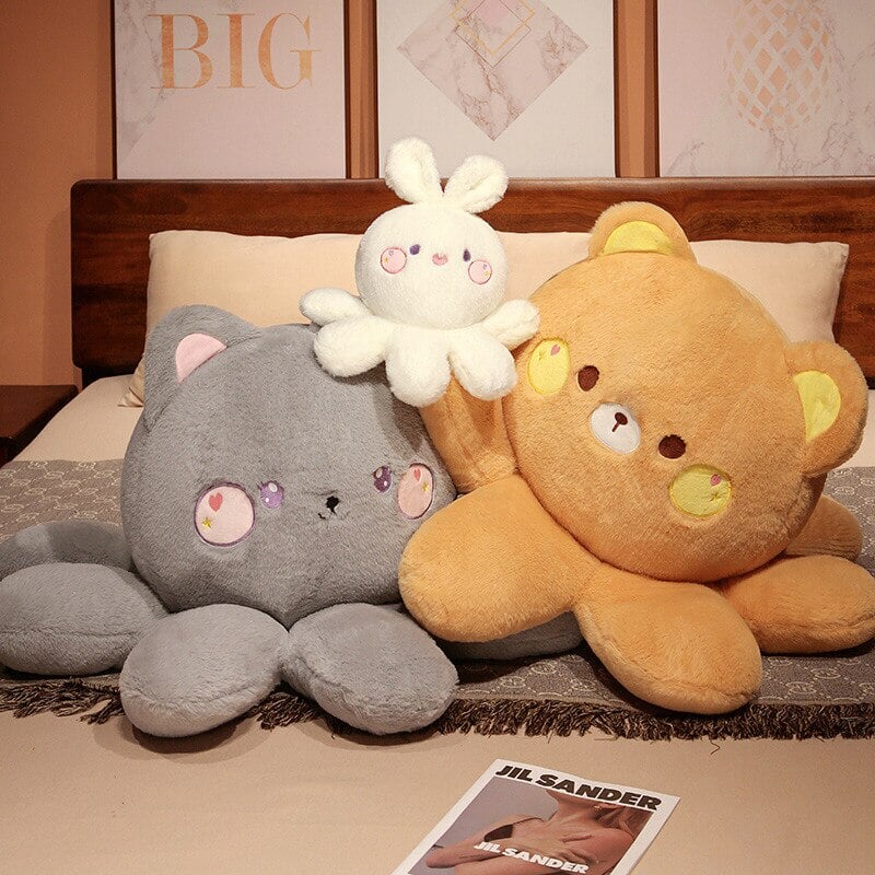 Fluffy Octo-Animal Fox Cat Bunny Bear Plushies-Kawaii Dream