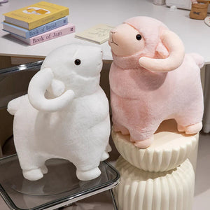 Fluffy Pink White Sheep Ram Plushies-Kawaii Dream