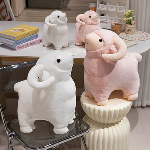 Fluffy Pink White Sheep Ram Plushies-Kawaii Dream