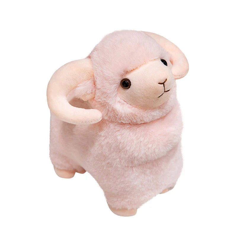 Fluffy Pink White Sheep Ram Plushies-Kawaii Dream