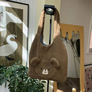 Fluffy Round Bear Tote Bag-Kawaii Dream