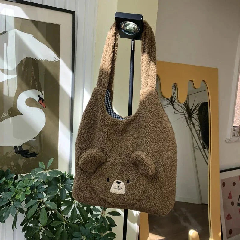 Fluffy Round Bear Tote Bag-Kawaii Dream