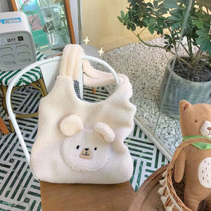 Fluffy Round Bear Tote Bag-Kawaii Dream