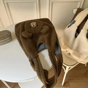 Fluffy Round Bear Tote Bag-Kawaii Dream