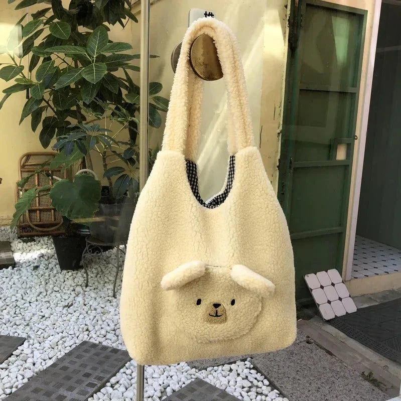 Fluffy Round Bear Tote Bag-Kawaii Dream