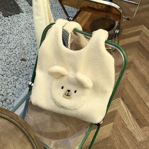 Fluffy Round Bear Tote Bag-Kawaii Dream