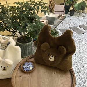 Fluffy Round Bear Tote Bag-Kawaii Dream