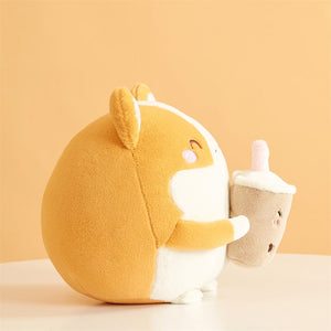 Fluffy Round Chubby Corgi Bubble Tea Plushie-Kawaii Dream