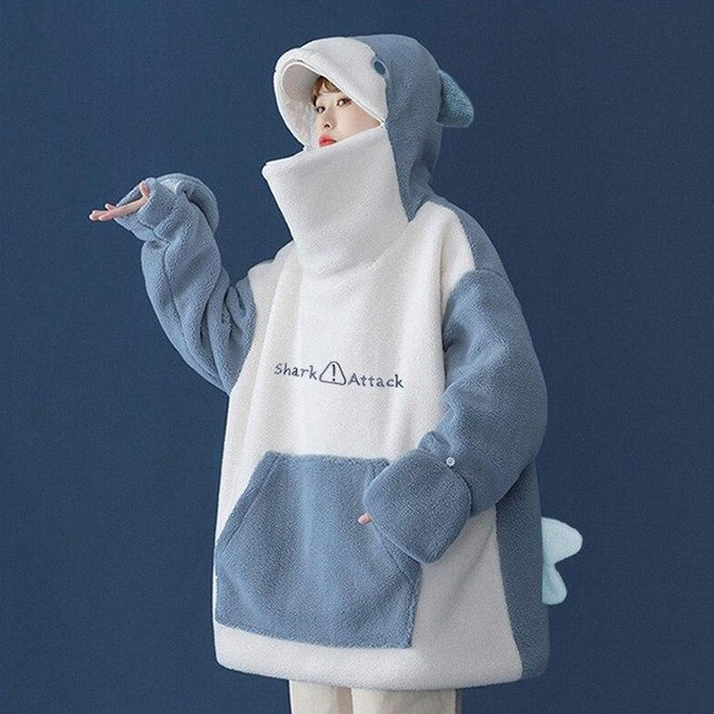 Fluffy Shark Hoodie-Kawaii Dream