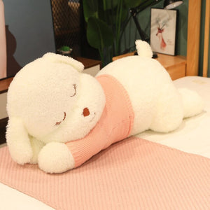 Fluffy Sleeping Brown White Dog Bear Plushie-Kawaii Dream